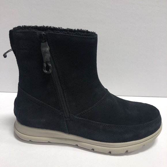 Sorel Women’s Explorer Zip Black Waterproof Winter Boots, Size 8M - Picture 1 of 6